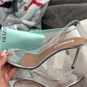 Aquazzura Silver and Clear Heels
